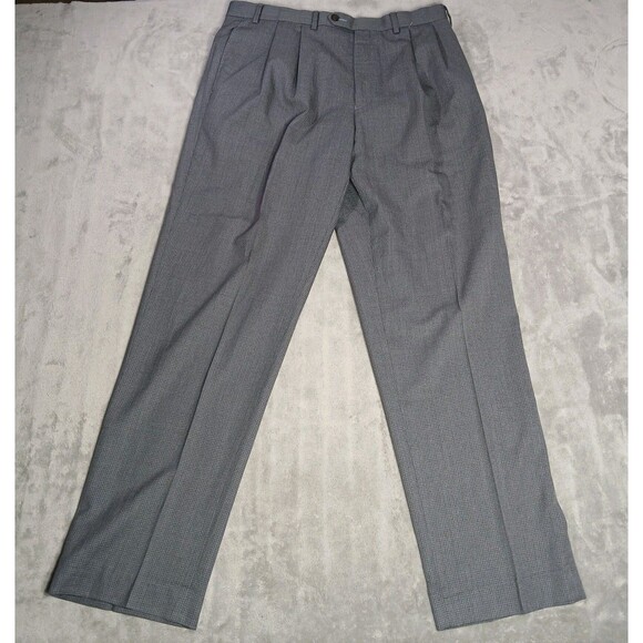 Lauren Ralph Lauren Other - Lauren Ralph Lauren Dress Pants Mens 36x32 Gray Wool Checked Pleated Straight